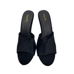NWOT Qupid Black Clear Heeled Slide Sandals Women's Size US 10